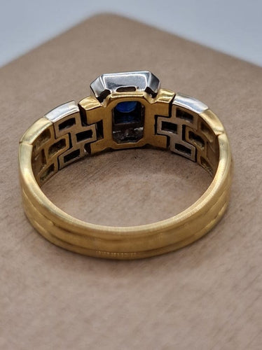 Bague 62 Bague vintage flexible en or blanc et or jaune 18 ct, saphir 58 Facettes CV-015