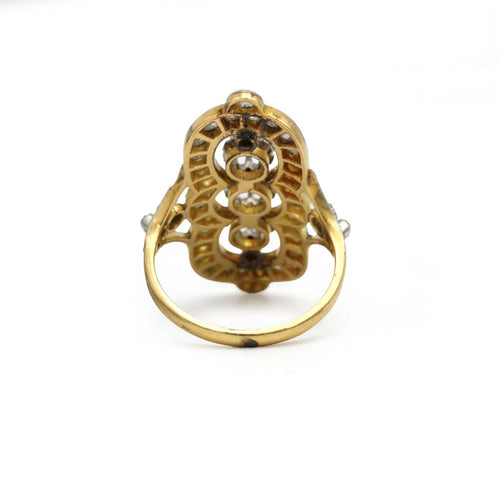 Bague 58 Bague marquise en or jaune, platine et diamants 58 Facettes 260015SP