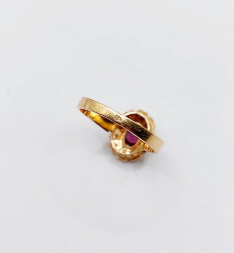Bague 50 Bague marguerite ancienne en or rose 18k, pierre violette et perles 58 Facettes A06752