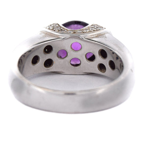 Bague 62 Bague vintage en or blanc 18 kt, améthyste et diamants 58 Facettes AN132 '(05419)