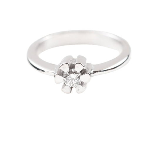 Bague 53 Bague solitaire diamant 0,16 ct en or blanc 18K 58 Facettes 159/24E