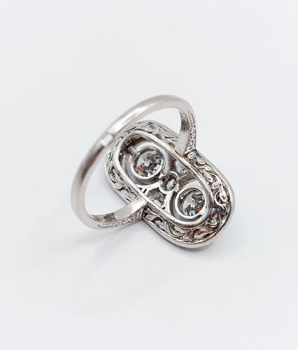 Bague 54 Bague marquise Art déco en platine et diamants (1,90 ct) 58 Facettes A06767