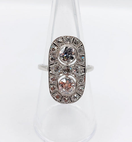 Bague 54 Bague marquise Art déco en platine et diamants (1,90 ct) 58 Facettes A06767