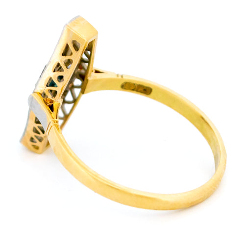 Bague 56 Bague navette Art déco en or 14k et platine, saphir et diamants 58 Facettes 4B88518B18A1404696B455AA78F35DB2