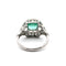 Bague 56 Art déco - Bague en or blanc 18 carats, émeraude colombienne et diamants 58 Facettes 50435