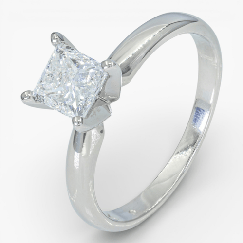 Bague 51 Bague solitaire en or blanc 14 ct avec diamant 0,82 ct (HRD) 58 Facettes J260000039201