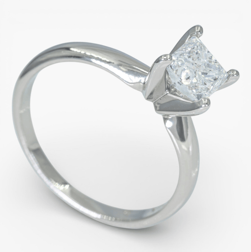 Bague 51 Bague solitaire en or blanc 14 ct avec diamant 0,82 ct (HRD) 58 Facettes J260000039201