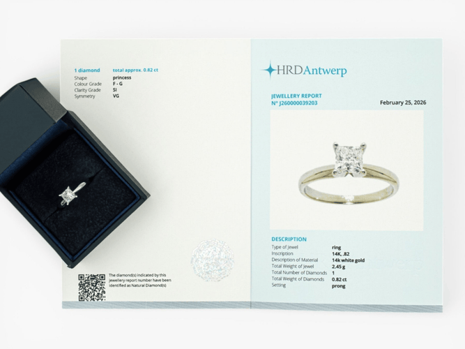 Bague 51 Bague solitaire en or blanc 14 ct avec diamant 0,82 ct (HRD) 58 Facettes J260000039201