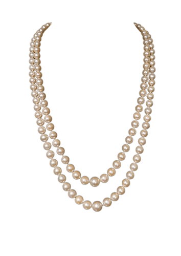 Collier Collier double rang de perles Akoya avec fermoir en or jaune, grenats et diamants 58 Facettes 933