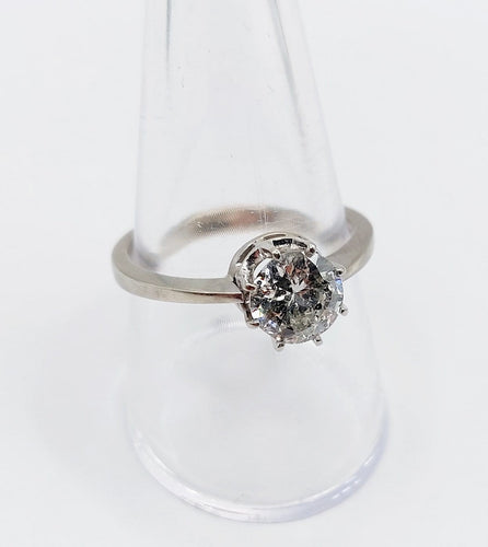 Bague 60 Bague solitaire vintage en or blanc 14k avec diamant 1,35 ct 58 Facettes A06768