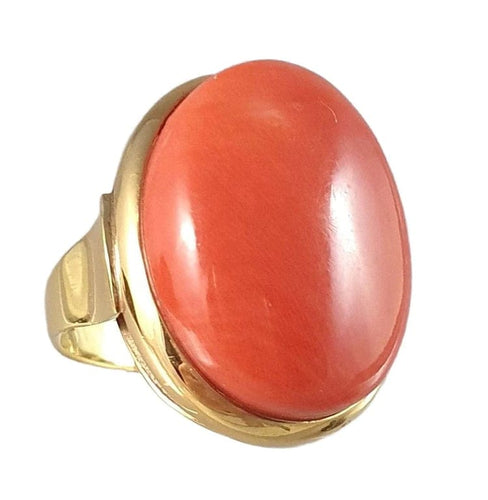Bague 56 Bague en or jaune 750 sertie d’un cabochon de corail 58 Facettes R 1673  Nio