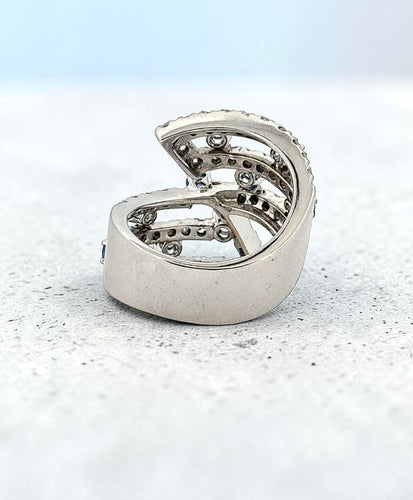 Bague 55 Bague en or blanc 18 carats avec saphirs et diamants naturels 58 Facettes 90856-AC12758