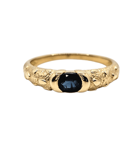 Bague 54 Bague jonc en or jaune 18 carats au saphir ovale 58 Facettes 731