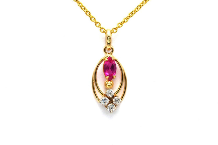 Pendentif Pendentif contemporain en or jaune, rubis et diamants 58 Facettes 23515