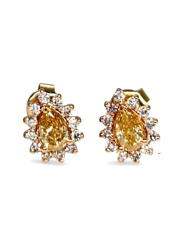 Boucles d'oreilles Boucles d’oreilles en or rose 14K avec diamants jaunes 58 Facettes 1757
