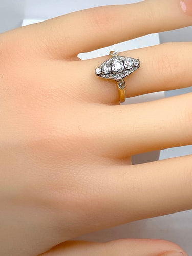 Bague 50 Bague marquise losange en or 18 carats et diamants (vers 1900) 58 Facettes AB684