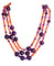 Collier Collier sautoir ancien en or jaune, corail méditerranéen et améthystes 58 Facettes