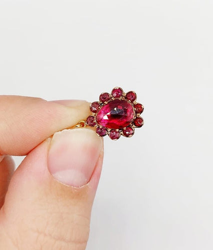 Pandantiv Pandantiv Margareta victorian din aur roz de 18k și granate (circa 1870) 58 Facettes A06744