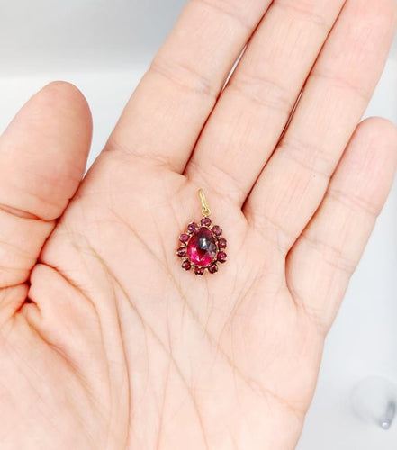 Pandantiv Pandantiv Margareta victorian din aur roz de 18k și granate (circa 1870) 58 Facettes A06744