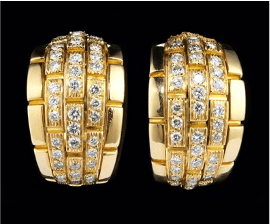 Boucles d'oreilles Cartier Maillon Panthère - Boucles d'oreilles en or jaune et diamants 58 Facettes C15