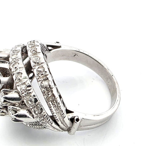 Bague 52 Bague années 40 en or blanc 18 ct avec diamants 58 Facettes 171/B OC