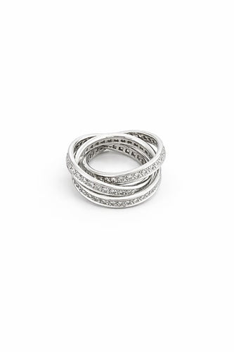 Bague 55 Cartier Trinity - Bague en or blanc 750 sertie de diamants 58 Facettes Bague