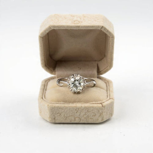 Bague 53 Bague solitaire vintage en or blanc avec diamant 1,90 ct 58 Facettes 171/26 E