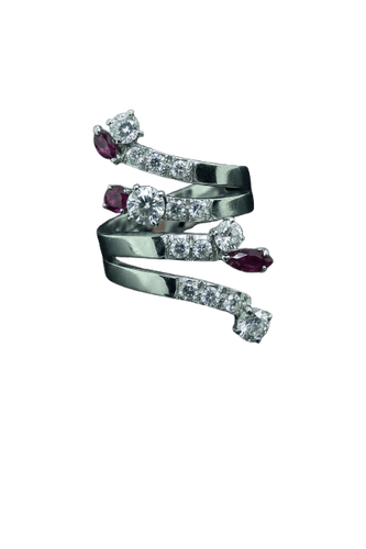 Bague 50 Anello serpentiforme en rubis et diamants 58 Facettes