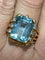Bague 60 Bague ancienne en or jaune 750 et aigue-marine, diamants 58 Facettes