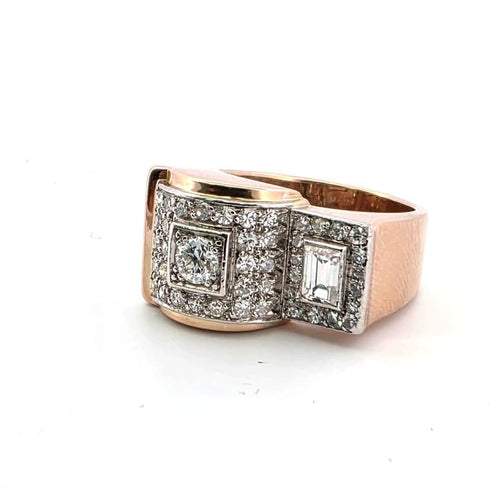 Bague 53 Bague vintage en or rose 18 ct et diamants 58 Facettes 96/26 C
