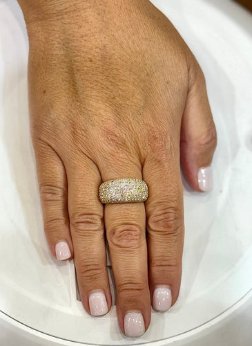Bague 59 Bague en or jaune 18 carats pavée de diamants naturels 58 Facettes pav