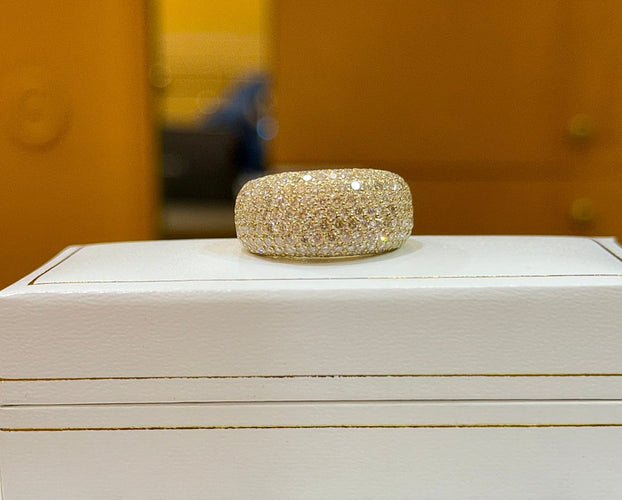 Bague 59 Bague en or jaune 18 carats pavée de diamants naturels 58 Facettes pav