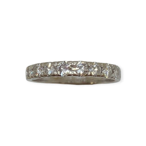 Bague 56 Alliance demi-tour - Bague en or blanc 750 sertie de diamants 58 Facettes 330092196