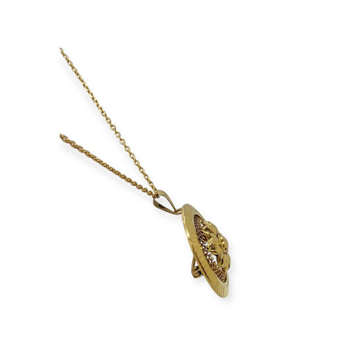 Pendentif Broche pendentif vintage rosace en or jaune 750 58 Facettes 330091952