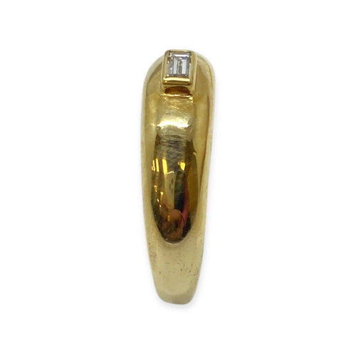 Bague 59 Bague jonc en or jaune 750 sertie d’un diamant taille baguette 58 Facettes 330092234