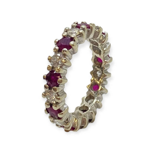 Bague 49 Bague en or blanc 18K sertie de diamants et rubis 58 Facettes 330091349
