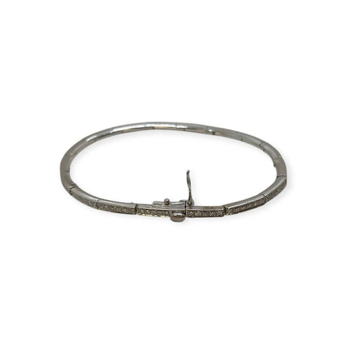 Bracelet Bracelet jonc articulé en or blanc 750 serti de diamants 58 Facettes 330091054