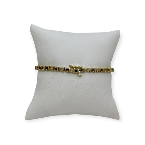 Bracelet Bracelet ligne en or jaune 14K serti de saphirs et diamants 58 Facettes 330092350