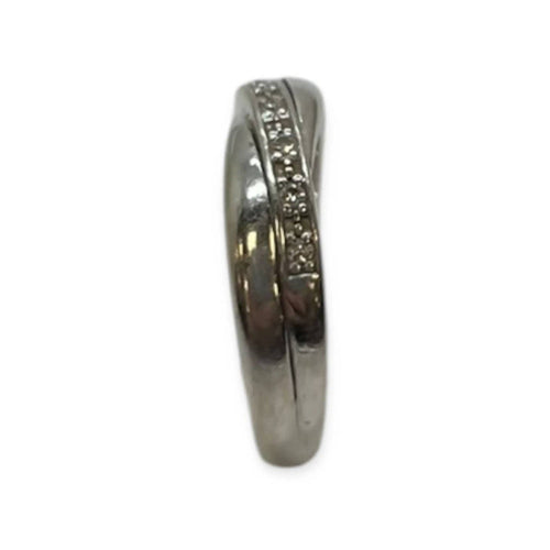 Bague 49 Bague croisée sertie de diamants en or blanc 750 58 Facettes 330090500