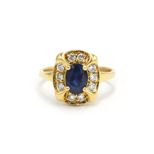Bague 60.5 Bague en or jaune 750‰ avec saphir et diamants 58 Facettes 260084R