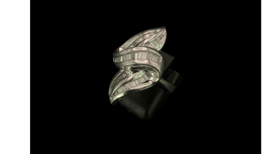 Bague 58 Bague nœud en or gris 750 sertie de diamants taille baguette 58 Facettes LP196