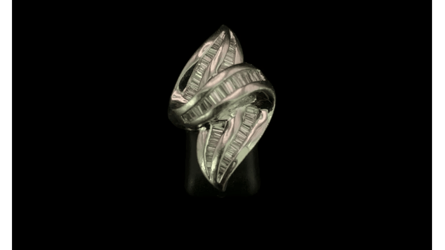 Bague 58 Bague nœud en or gris 750 sertie de diamants taille baguette 58 Facettes LP196