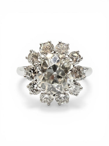 Bague 56 Chaumet - Bague fleur en platine et diamants naturels 58 Facettes Chau