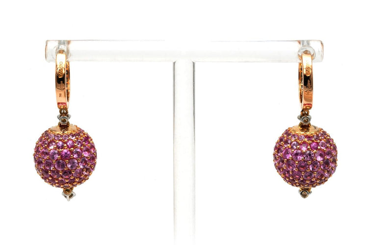 Boucles d'oreilles Boucles d'oreilles contemporaines en or rose 18 carats, saphirs roses et diamants 58 Facettes 23540