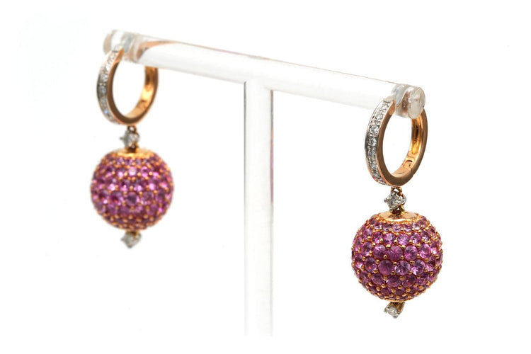Boucles d'oreilles Boucles d'oreilles contemporaines en or rose 18 carats, saphirs roses et diamants 58 Facettes 23540