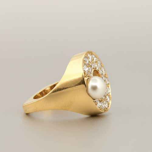 Bague 55 Henri Gargat - Bague Rétro-Modern en or jaune et diamants 58 Facettes Garg