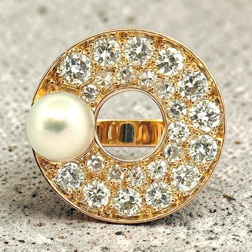 Bague 55 Henri Gargat - Bague Rétro-Modern en or jaune et diamants 58 Facettes Garg
