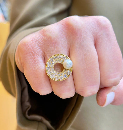 Bague 55 Henri Gargat - Bague Rétro-Modern en or jaune et diamants 58 Facettes Garg