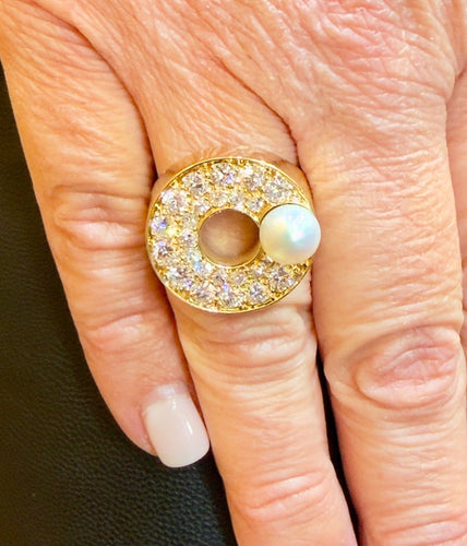 Bague 55 Henri Gargat - Bague Rétro-Modern en or jaune et diamants 58 Facettes Garg