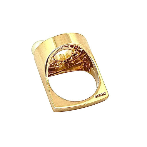 Bague 55 Henri Gargat - Bague Rétro-Modern en or jaune et diamants 58 Facettes Garg